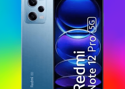 Pantalla para Xiaomi Redmi con la parte trasera color azul y parte frontal color negro con esferas de colores