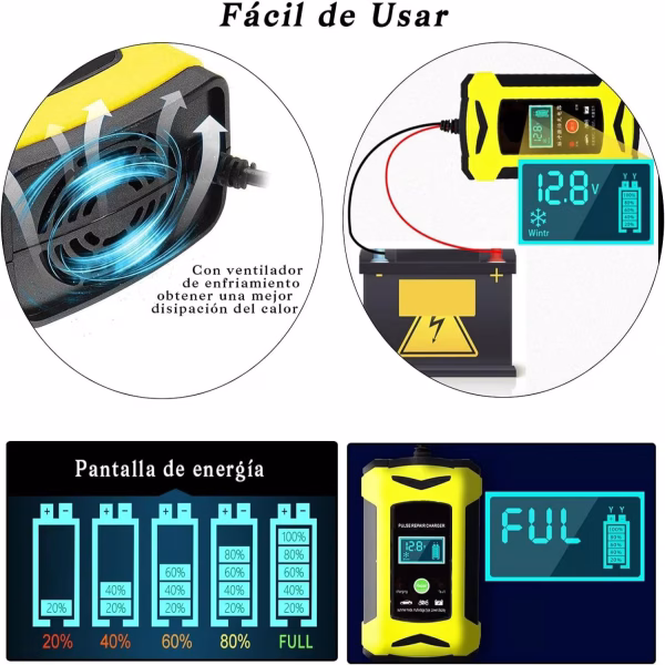 Cargador de Batería de Auto 12V Inteligente