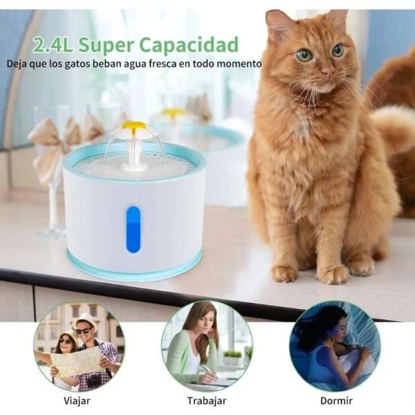 Fuente de Agua para Gatos Inoxidable 2.4L