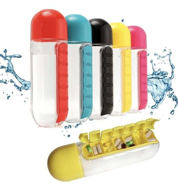 Botella de Agua con Pastillero Incorporado