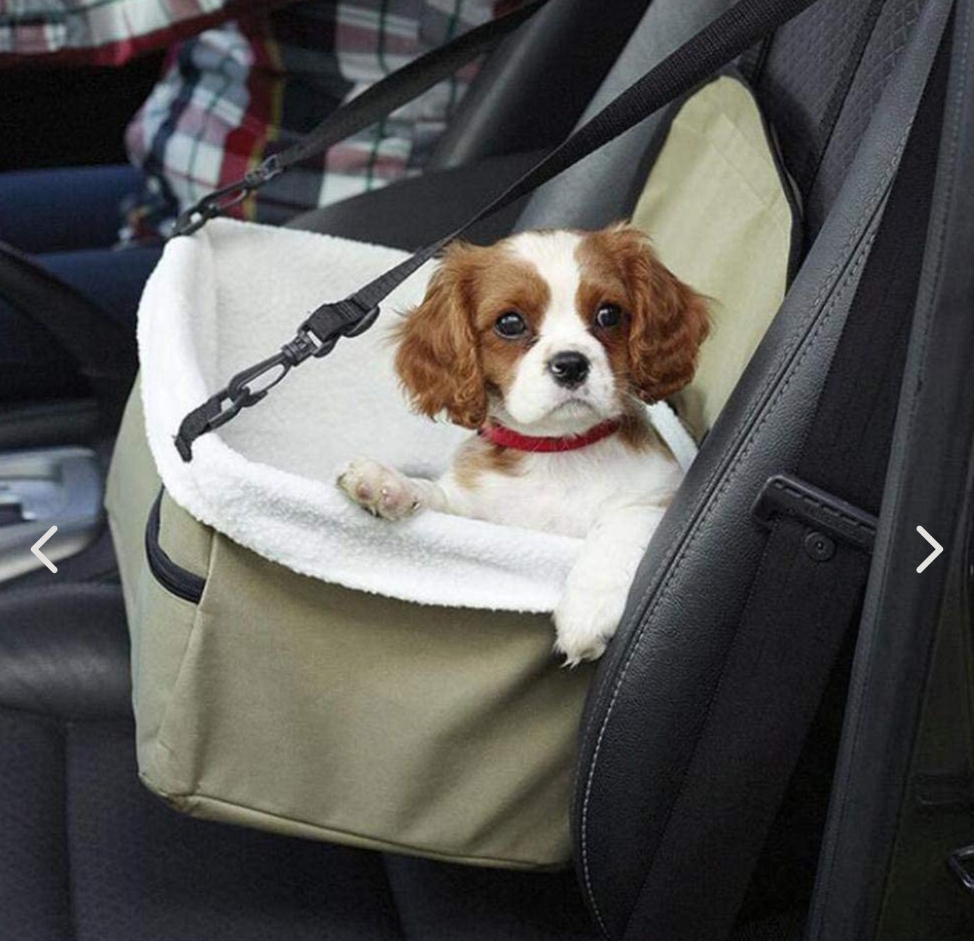 asiento de auto para mascotas con manta polar