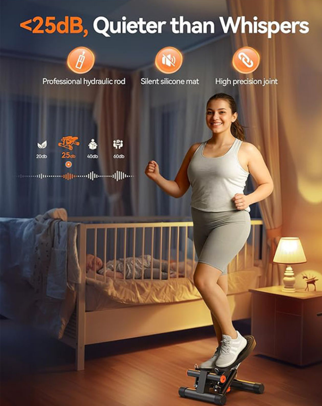 Mini escaladora fitness con bandas de resistencia para entrenamiento increíble 3 detalle de pedales antideslizantes mini escaladora